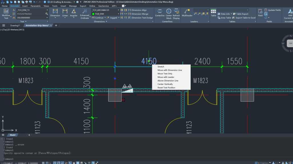 Pinch-Menü Dimension