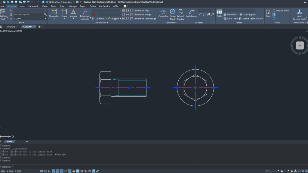 Mittellinie / Mittelpunktmarkierung